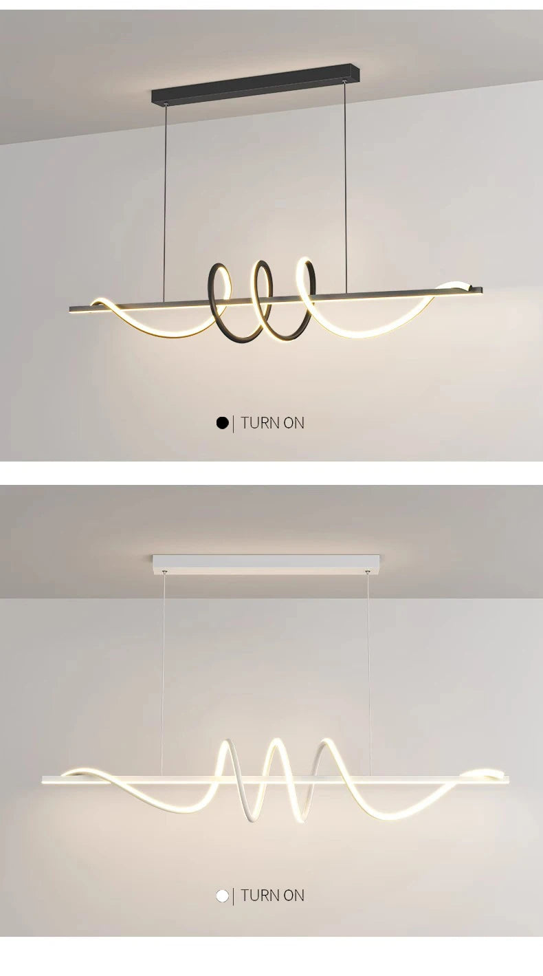 Dining room chandelier simple modern minimalist dining room table lamp 2024 new shaped eye protection long net red bar light