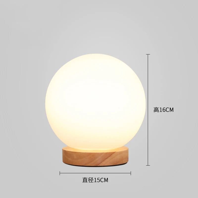 Modern Table Lamp Glass Body and Wood Base Table Lights For Bedroom Livingroom Children Reading Simple Desk Lamp Lighting