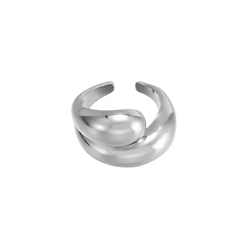 Stainless Steel Angel Wing Ring Open Adjustable Feather Ring for Men Women Couple Fashion Jewelry Anniversary Gift