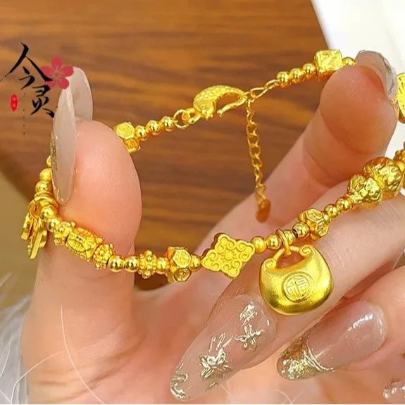 Women Chubby Fortune Coil Bracelet 24K Gold AU999 - Women's exclusive, plump chubby/clear coil, warm 24K, AU999 guarantee