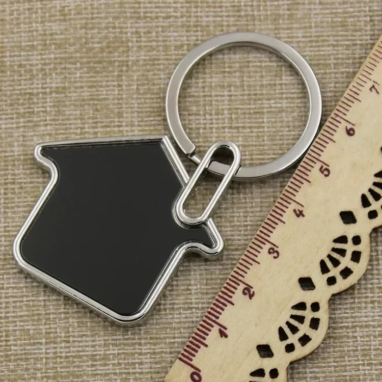 Custom Engraving Logo Name Metal Keychain Personalized Keyring Key Ring Chain Plate Laser Marking Black Mirror Promotional Gift