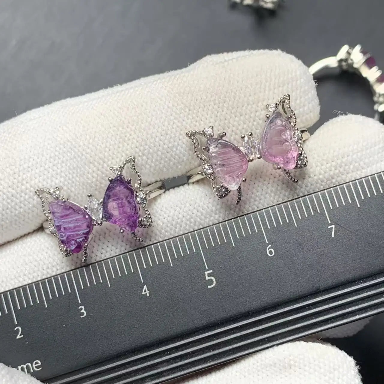 Butterfly Natural fluorite Ring Adjustable Female Simple Ring Jewelry for Women Gift Wholesale High Quality Vintage Fine
