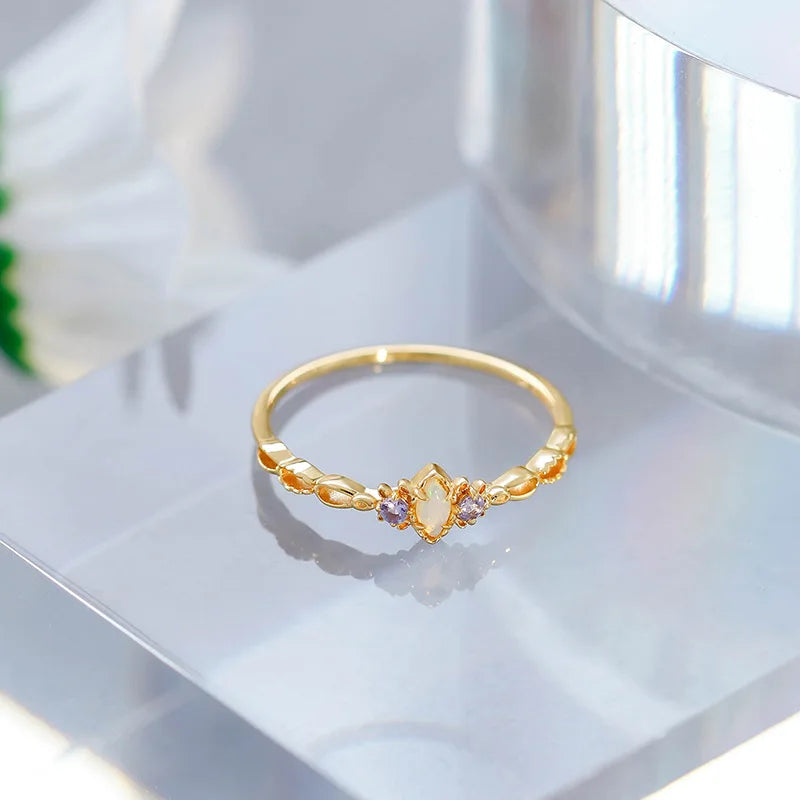 Natural Opal Ring For Women Gemstone 925 Sterling Silver Gold Filled Fine Jewelry