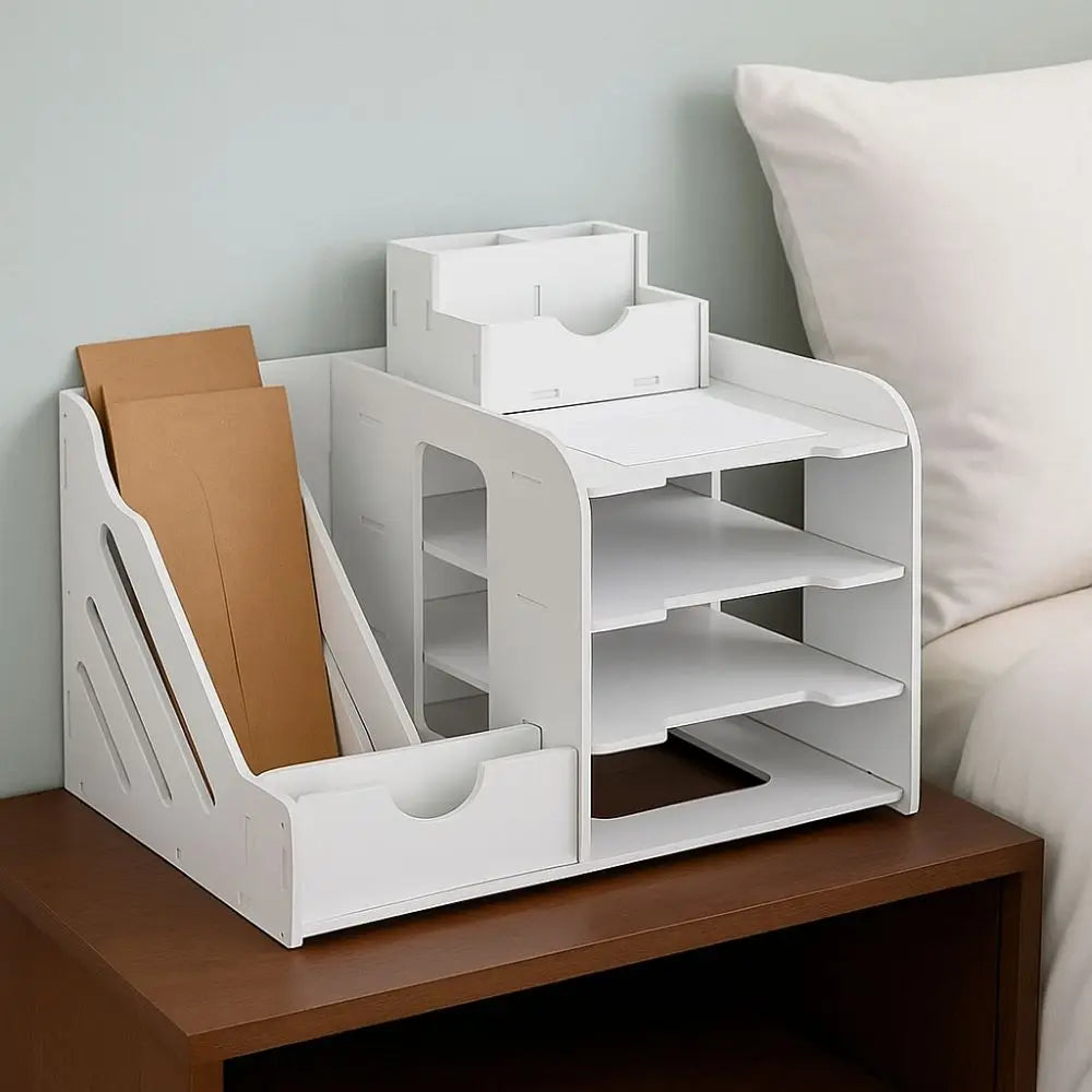 Large Capacity File Storage Rack Space Saving Thickened File Sorter Multi-Layer Partition Design Desktop Storage Box Library