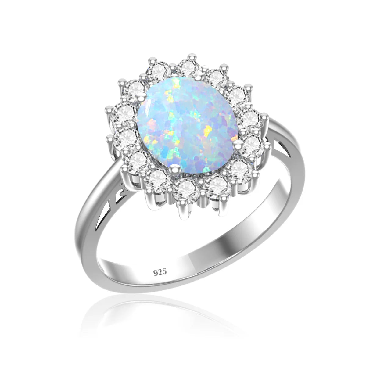 Oval Cut 8*10mm Opal Ring Gold Eternity Luxury