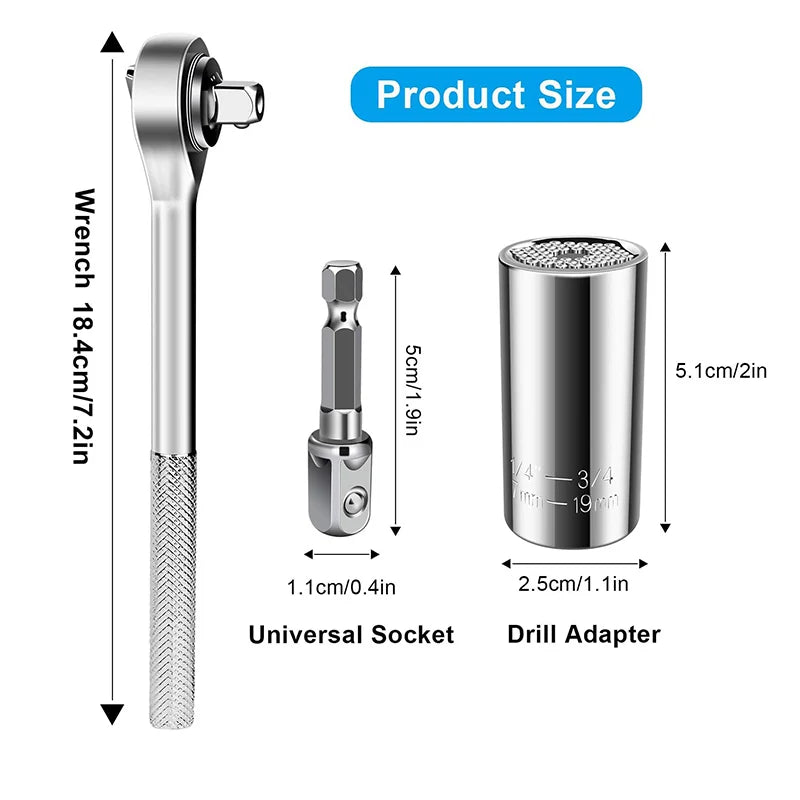 Universal Socket Set (11-32 mm 7-19 mm) Super Socket for unscrewing any bolts Multi-purpose Universal Socket Tool Kit