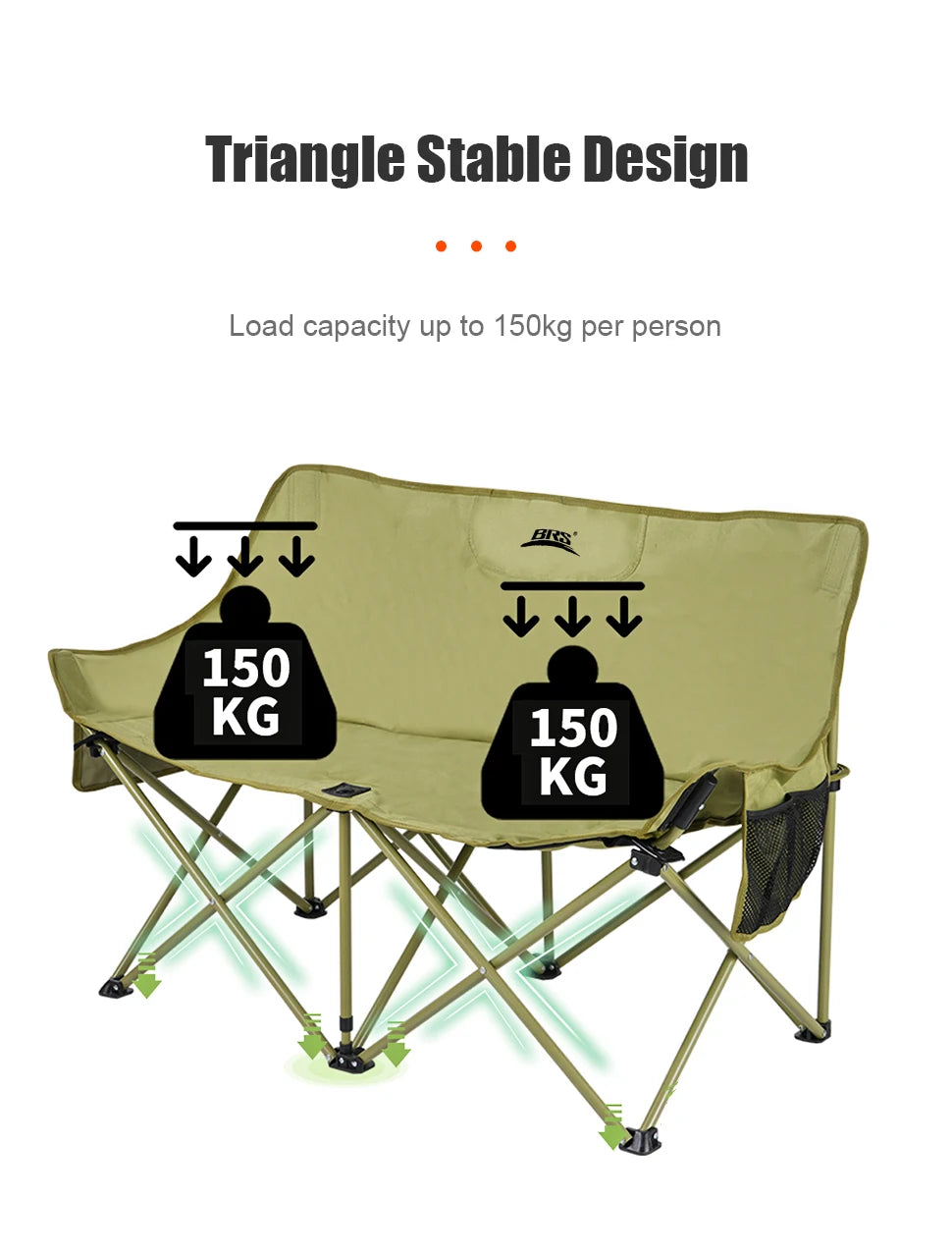 WESTTUNE Double Camping Chair Outdoor Fishing Backrest Chair Portable Folding Lawn Chair Beach Tourist Double Seat Leisure Chair