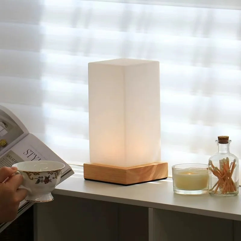 Modern Table Lamp Glass Body and Wood Base Table Lights For Bedroom Livingroom Children Reading Simple Desk Lamp Lighting