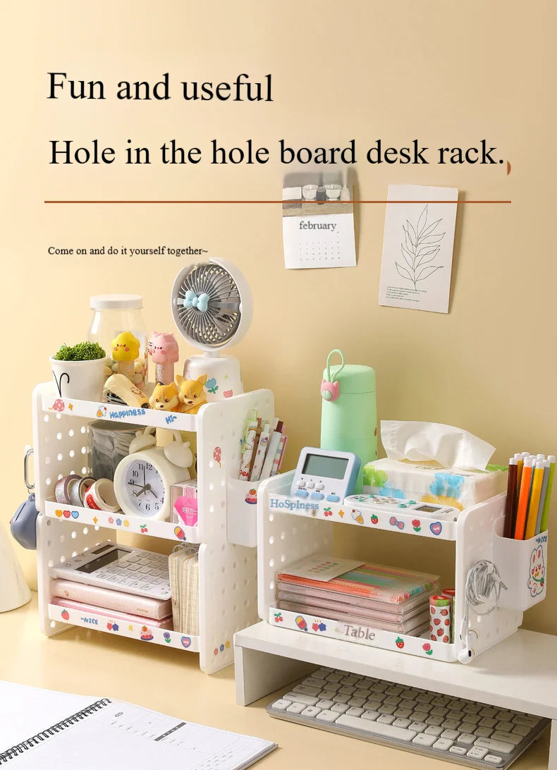 New Multi-functional 3-tier Desktop Organizer, Desktop Shelf, Hole Board, Pen Holder Office Desk Organizer, Desk Desk Organizer