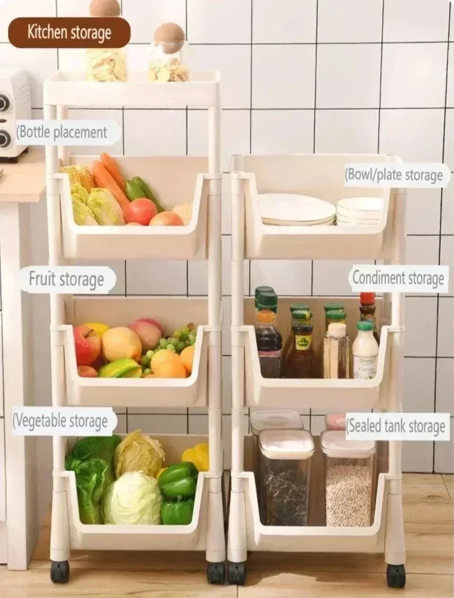 Storage Rack Is Movable and Adjustable Suitable for Kitchen Bathroom Space Saving Storage Rack Home Decoration Storage Products