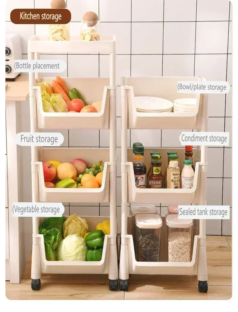 NEW Kitchen Storage Trolley Bookshelf Slit Storage Cabinet Bathroom Living Room Home Organizer Rack Kitchen Corner Narrow