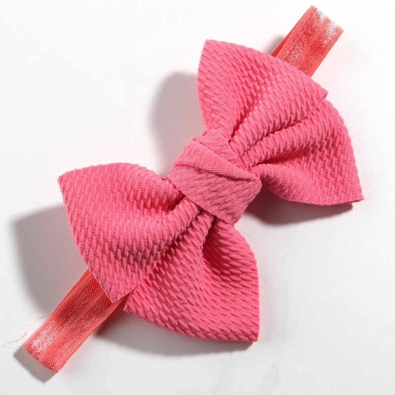 11cm 4.3" Fashion Seersucker Waffle Hair Bows With Headbands For Women Girls Kids Headwear Headband Hair Accessories