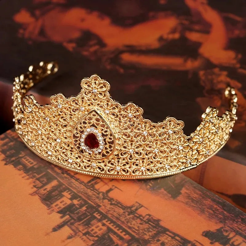 Turkish Metal Gold Color Tiaras and Crowns Coins Headpiece for Women Forehead Hair Jewelry Wedding Accessories