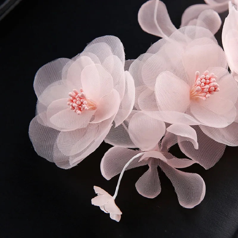 Fairy Flower Hair Clip Bridal Tiaras Pink Floral Pearl Hairpin For Women Bride Wedding Hair Accessories Trend Noiva Head Jewelry