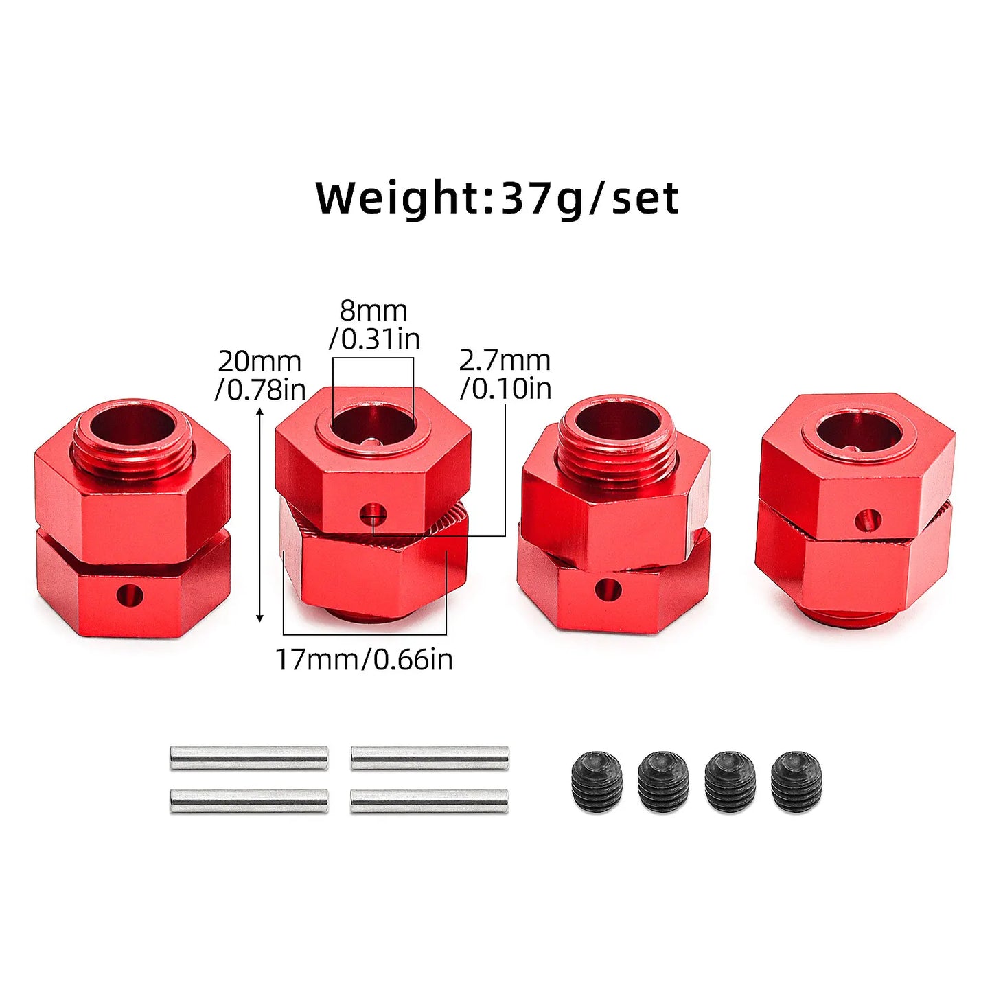 17mm Wheel Hex Bolts - Aluminum Alloy Heavy-Duty Hex Nuts, Compatible with ARRMA 1/8 KRATON OUTCAST 6S BLX Upgrade Parts