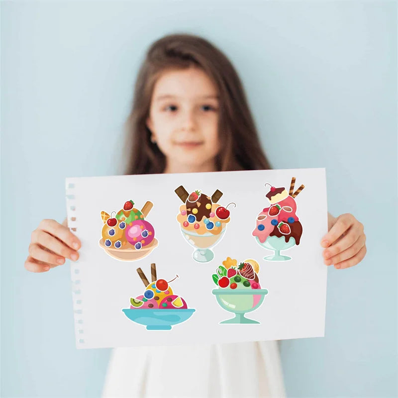 Make A Cupcake Sticker Sheets for Kids Sweet Create Your Own Cupcake DIY Puzzle Stickers Children Birthday Gifts Party Decals M