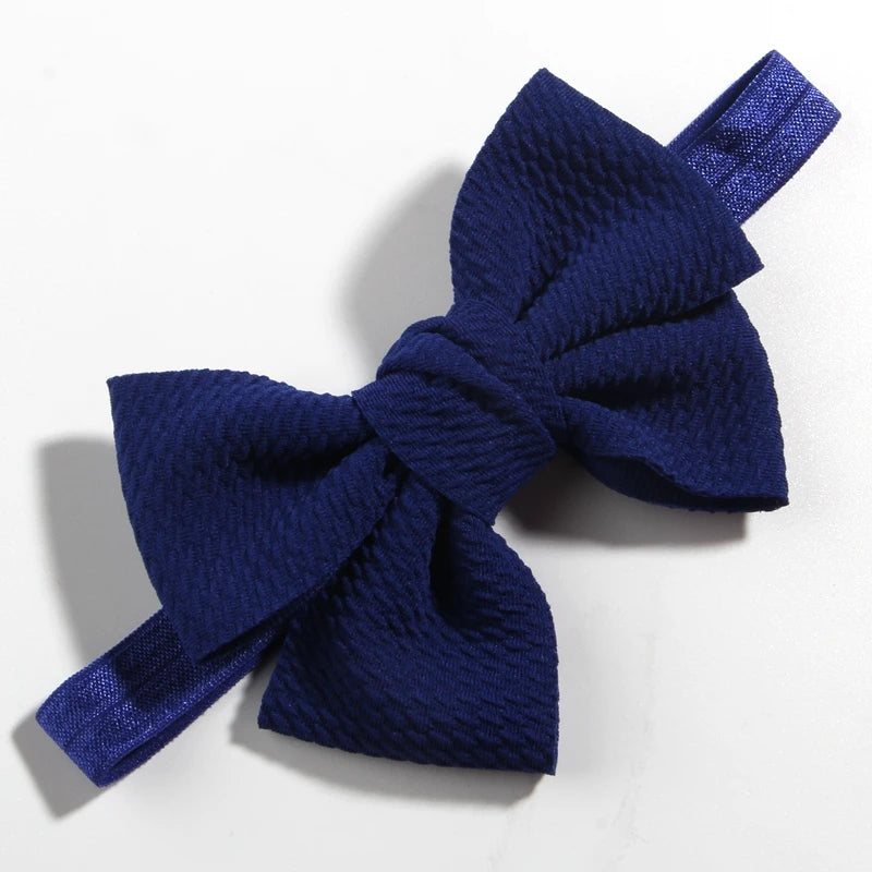 11cm 4.3" Fashion Seersucker Waffle Hair Bows With Headbands For Women Girls Kids Headwear Headband Hair Accessories