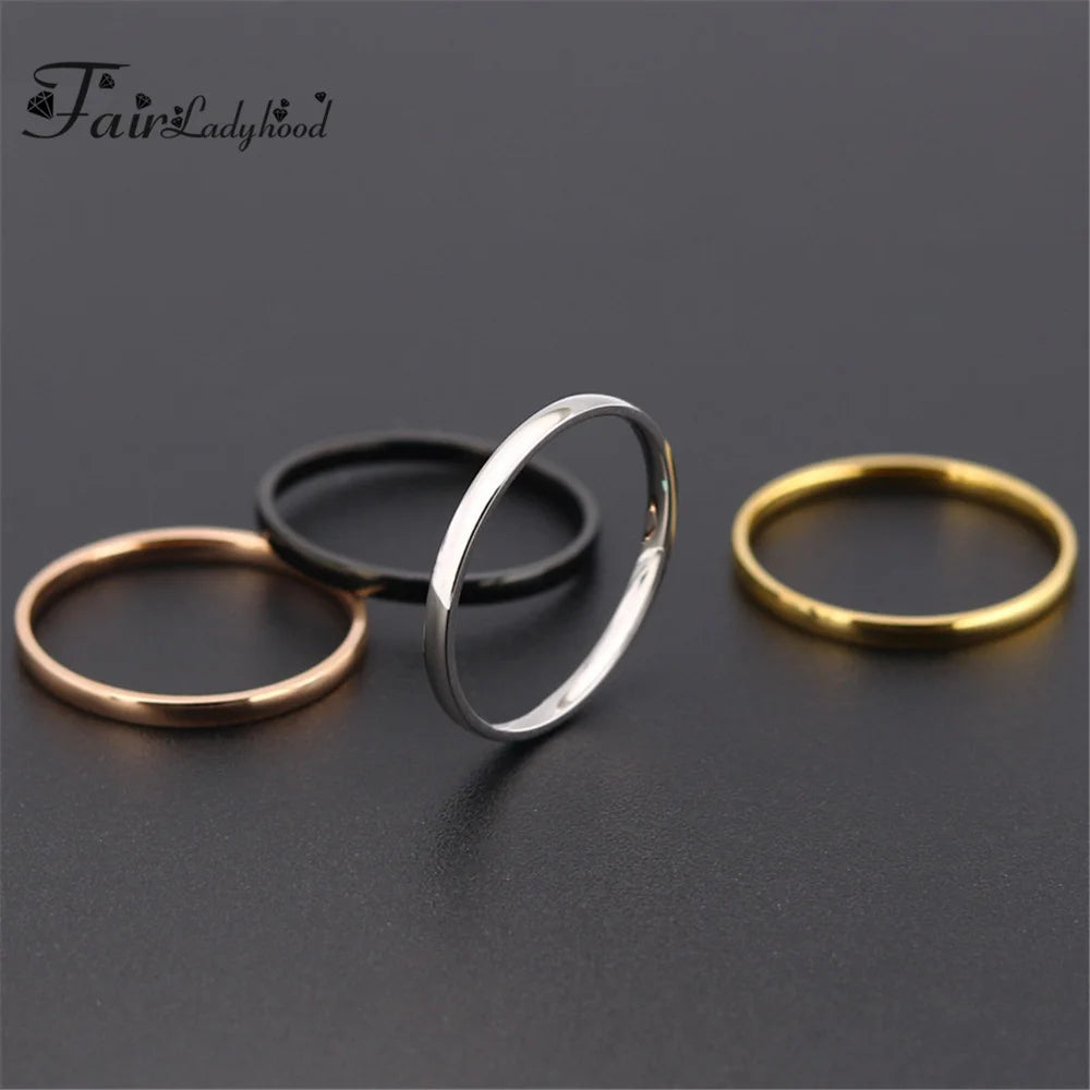 FairLadyHood Simple Rose Gold Rings For Men Women Plate With Silver Color Ring Stainless Steel Rings Jewelry Wedding Ring Couple