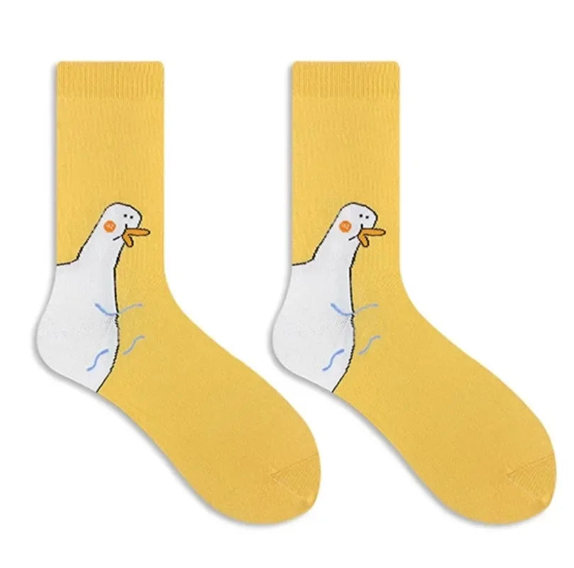 New Fahsion Funny Crazy Goose Head Sport Cotton Sock Creative Happy Animal Casual Socks Women Men Universal