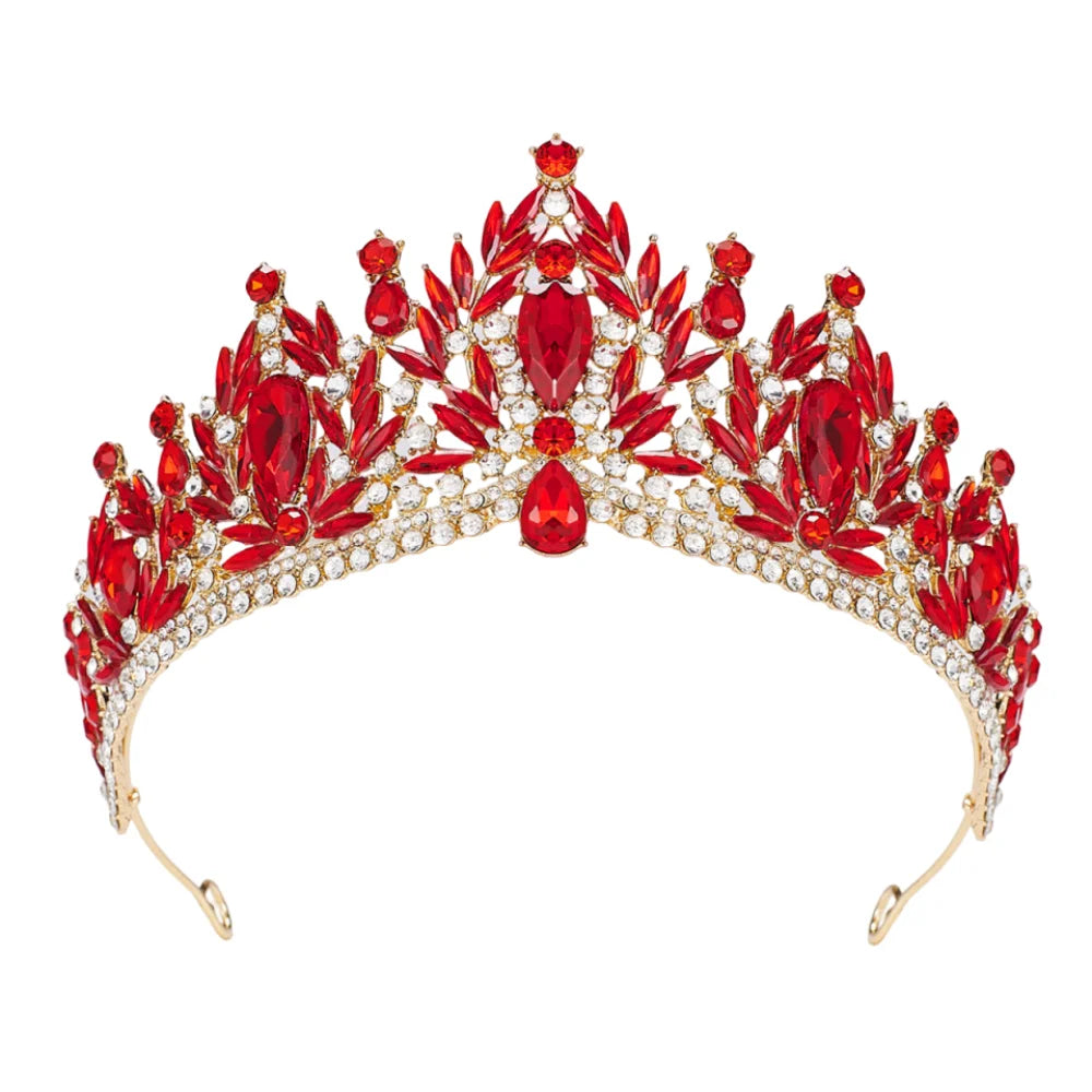 Luxury Baroque Queen Tiaras Elegant Adjustable Alloy Princess Crown European Style Dazzling Bridal Headwear Birthday Party
