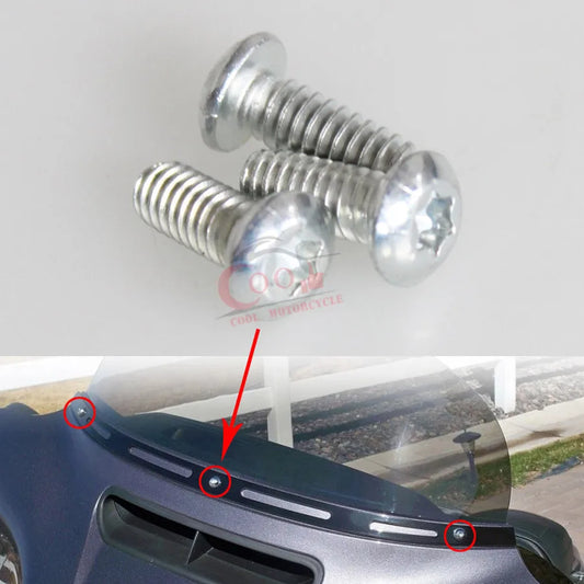 3pcs Chrome Windshield Bolts Kit Hex Hexagon Socket Allen Round Button Head For Harley Electra Glide Touring Models 1996-2013
