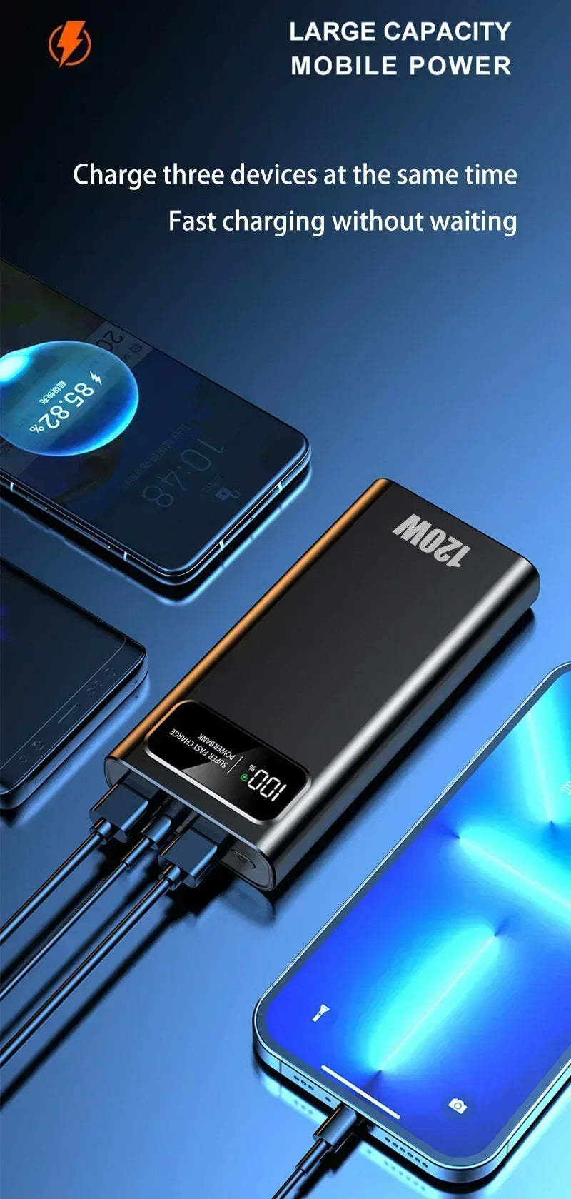 2025 Fast Charging Power Bank 200000mAh Ultra Large Capacity Powerbank 120W Super Charge Portable External Battery LED Display
