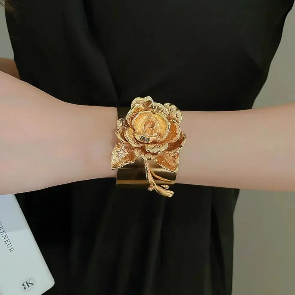 Flower Fairy Rose Brooches Bangle Collar Pin Bouquet Open Bracelet Alloy Jewelry Accessories Banquet Clothes Pin Friends Gift