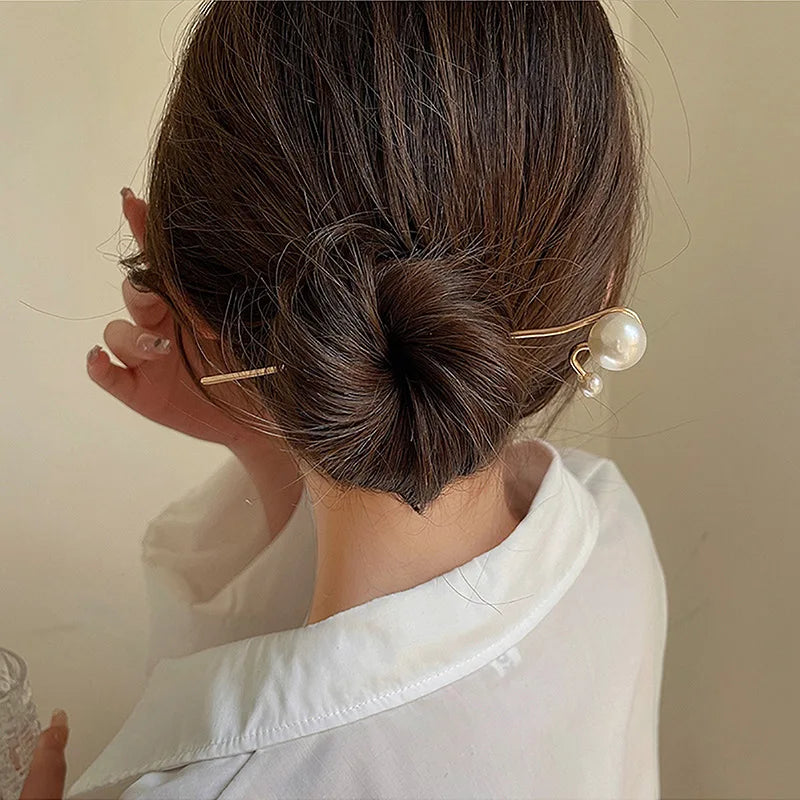 Fashion Women Simulated Pearl Hairpins Metal Barrette Clip Wedding Bridal Tiara Hair Accessories Wedding Hairstyle Design Tools