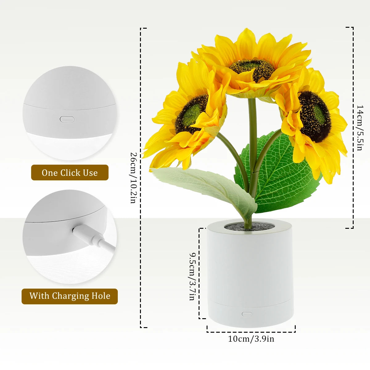 LED Sunflower Night Light Dimmable Simulation Sunflower Table Lamp USB Creative Desktop Decorative Light Bedroom Bedside Light (Free Shipping) 💝💖🌹 (Free Shipping) 💝💖🌹