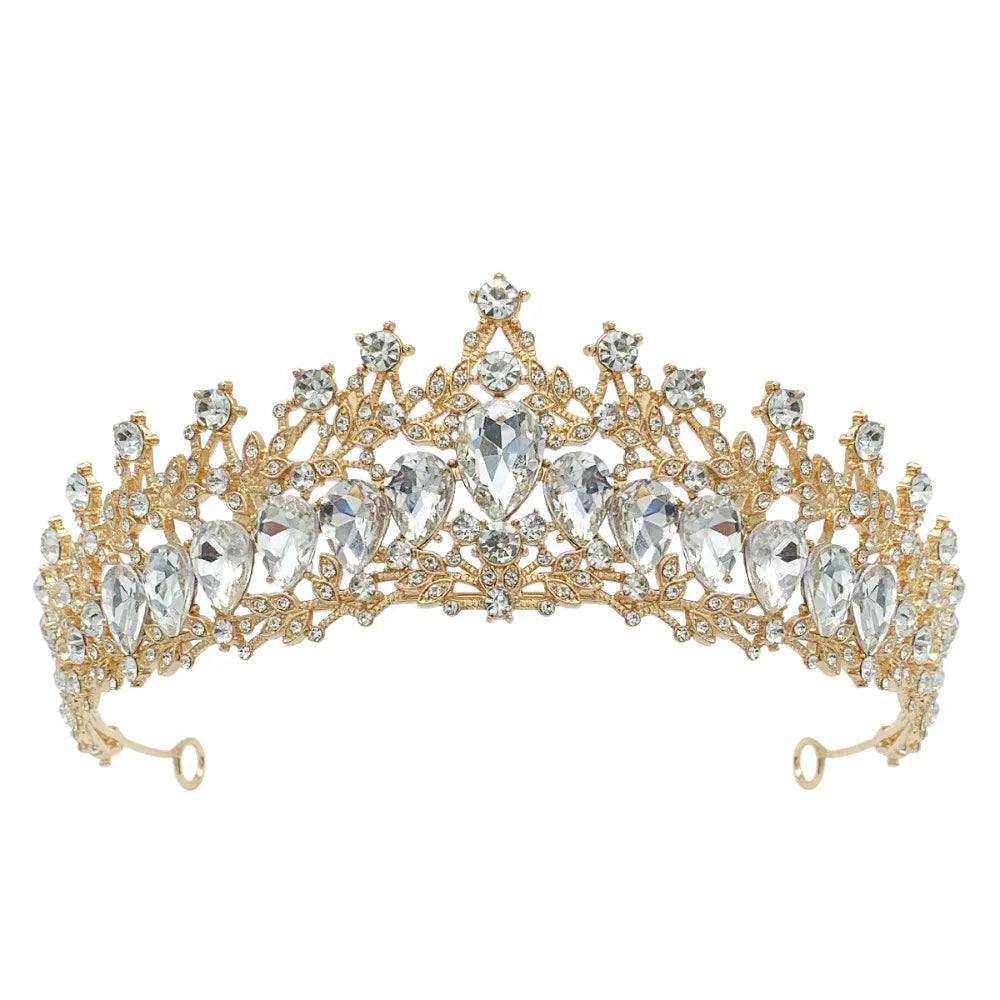 Trendy Shiny Baroque Queen Tiaras Elegant Luxury Alloy Princess Crown Dazzling Adjustable Bridal Headwear Photography Props