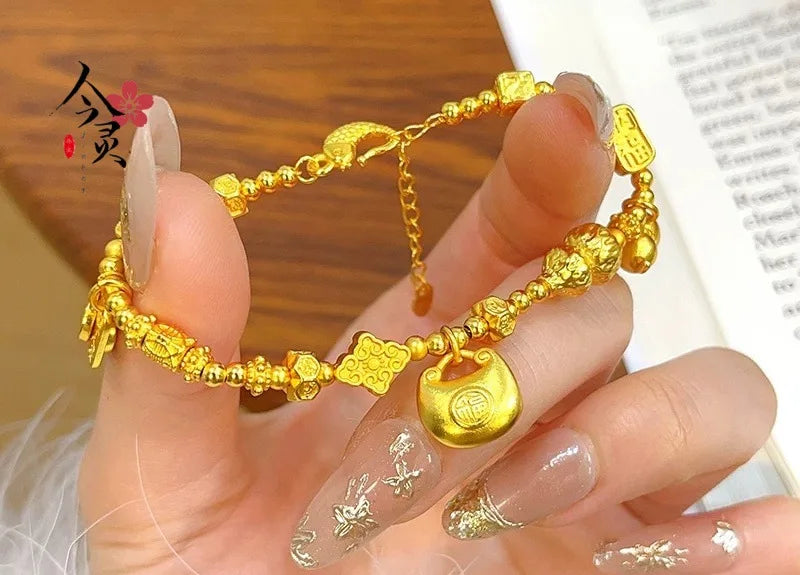 Women Chubby Fortune Coil Bracelet 24K Gold AU999 - Women's exclusive, plump chubby/clear coil, warm 24K, AU999 guarantee