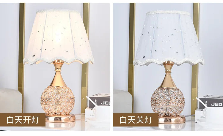 European-Style Crystal Table Lamp Ins Simple Modern Bedroom Warm Romantic Fashion Creative Decorative Bedside Lamp