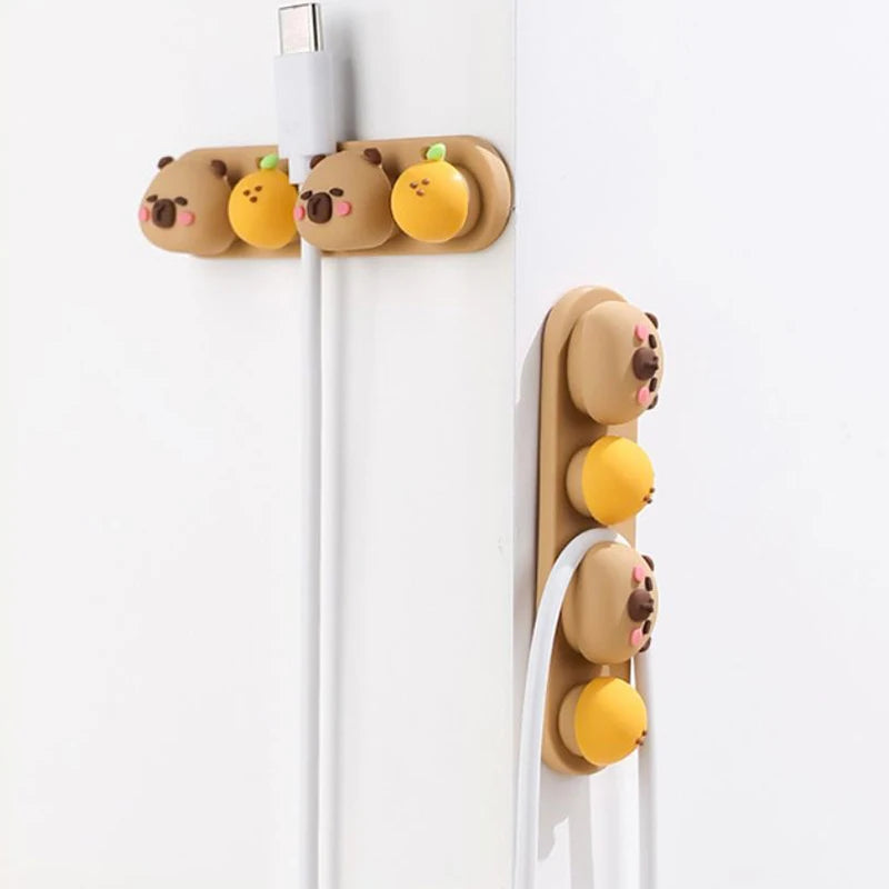 Portable Punch-Free Silicone Cable Organizer - Capybara Cartoon Cable Winder for Data & Charging Cable Storage