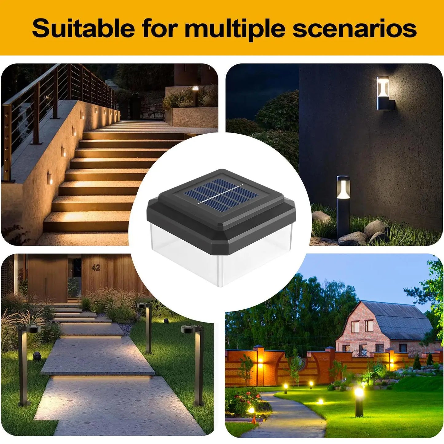 Fence Post Solar Lights Waterproof Modern Lamp Decoration Fence Deck Lights For Outdoor Garden Patio Porch Yard Driveway Walkway
