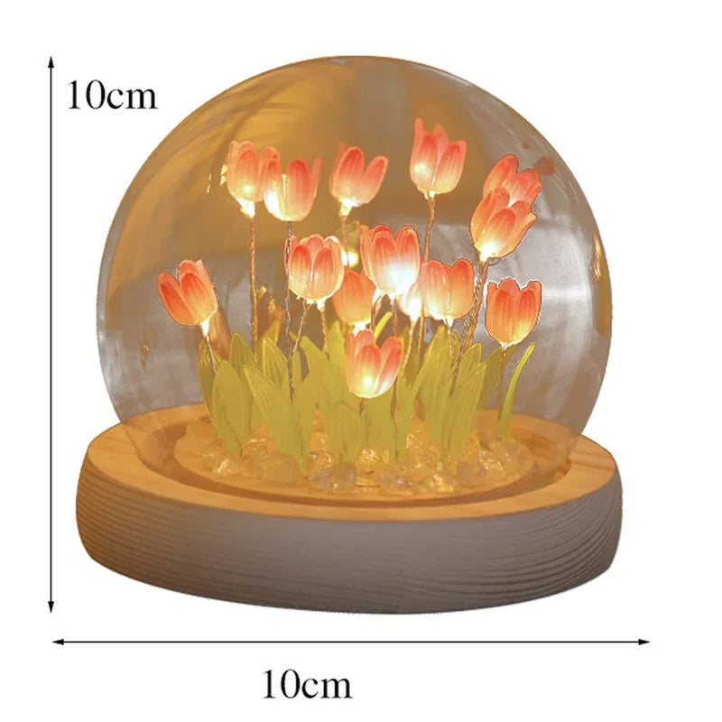 Artificial Tulip Flower Night Light Handmade DIY Bedside Lamp LED Night Lamp Bedroom Decor Christmas Birthday Gifts Table Lamp (Free Shipping) ššš¹ (Free Shipping) ššš¹