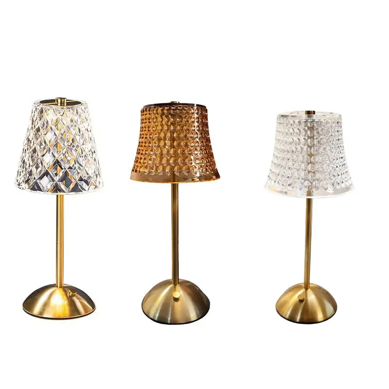 Luxury Decorative Table Lamps Retro Crystal Table Lamp Rechargeable Touch Bedside Lamp Bedroom Bedside Night Lamp Dining Room