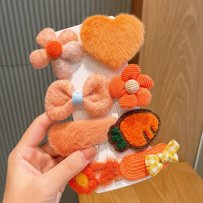 Children's Plush Hair Clip Autumn and Winter Little Girls' Side Barrettes Cute Girls' Baby Headwear 2024 New Hairpins