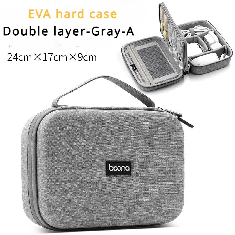 Travel Electronics Accessories Storage Bag Large Capacity Tablet Hard Data Cable Organizer Box Eva Hard Protective Case 