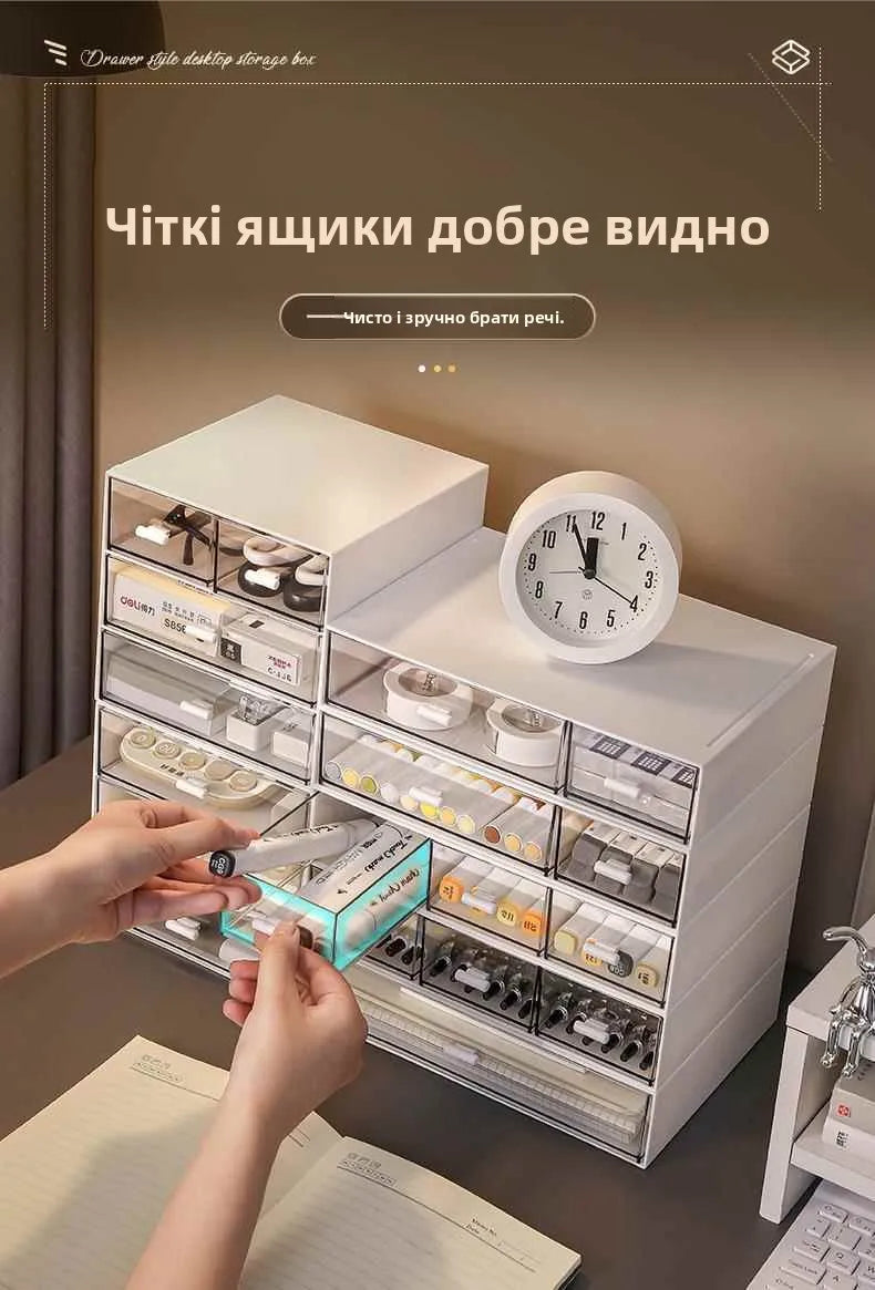 Desktop Organizer Der Sle Transparent Storage Box Stationery Supplies Arrangement Box Office Desk Workstation Transforma...