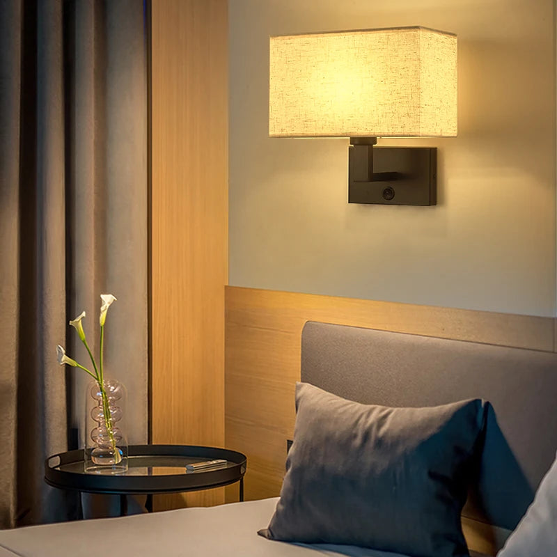 LED Lights Indoor Lighting Fabric Lampshade Wall Lamps for Bedside Bedroom Living Room Hotel Stairs Hotel Home Decoration