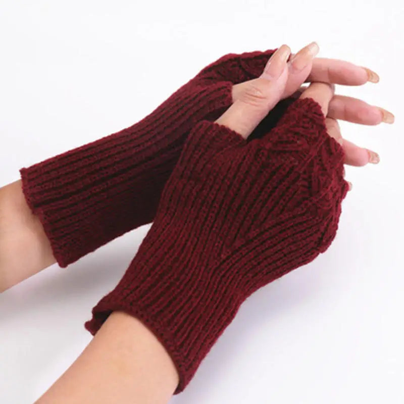 Women Knitted Warm Half Gloves Autumn Winter Fingerless Gloves Arm Sleeve Girls Fashion Casual Accessories Mittens