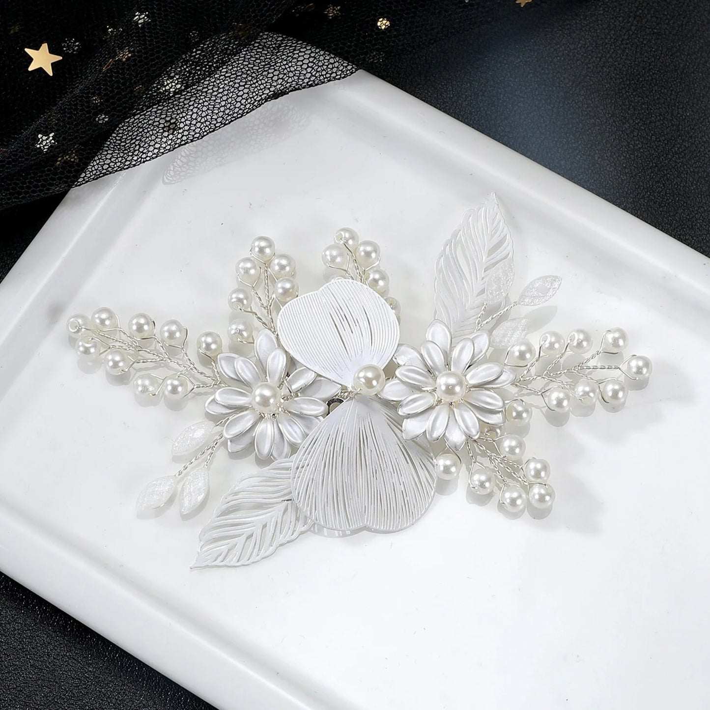 Fairy Flower Hairband Metal Floral Tiaras Bride Pearl Headdress For Women Charming Wedding Hair Jewelry Marrige Beauty Headbands