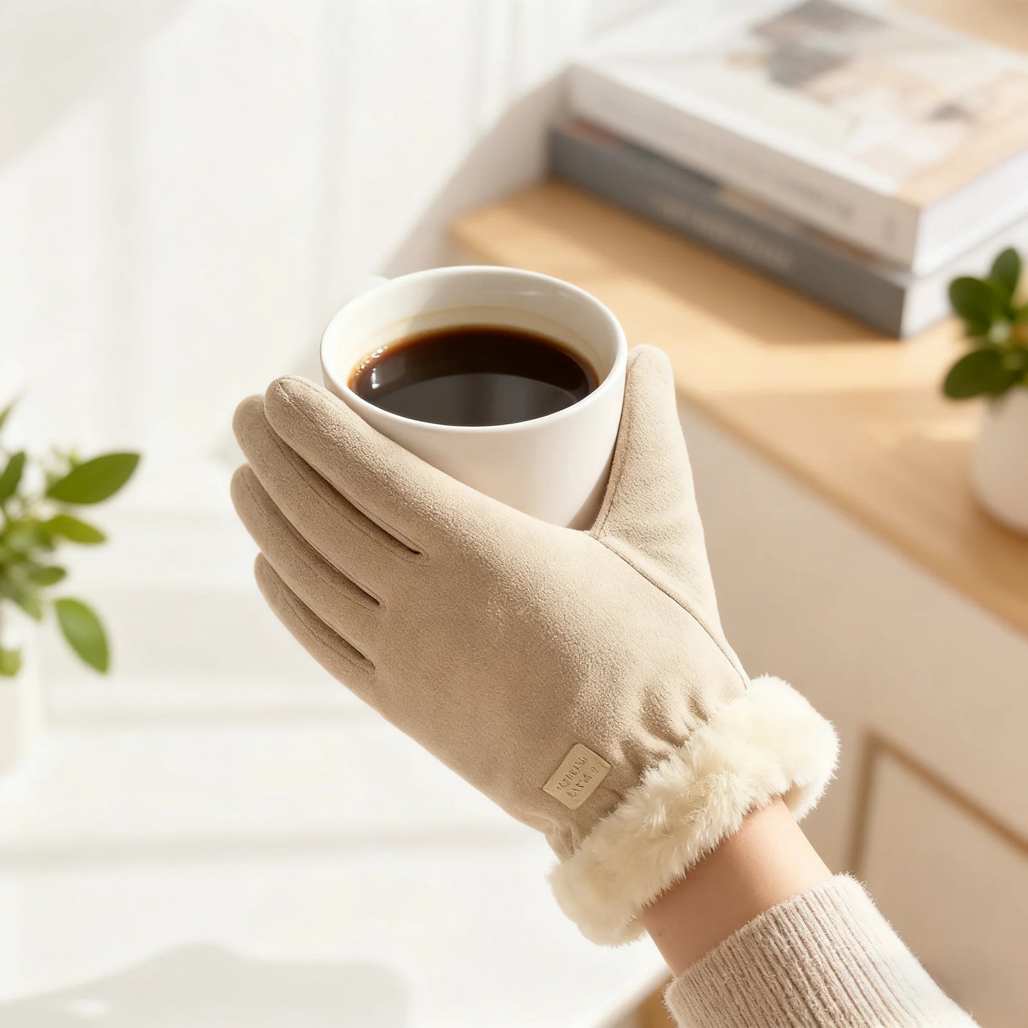 Women's Touchscreen Winter Gloves - Fashionable Finger Gloves, Thin Cashmere Solid Color (Suitable for Autumn and Winter Warmth