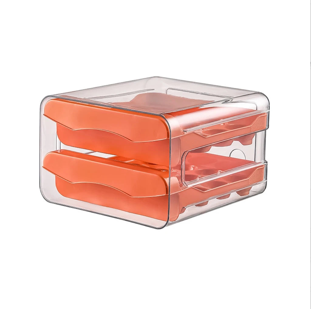 Storage Container with 2 Drawers! Perfect for Fridge Organization, Durable, Space Efficient Design for Easy Access & Freshness
