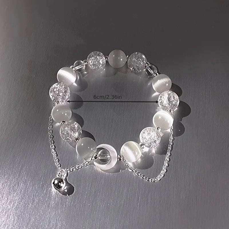 Fashion Design Gradient Crystal Beads Bracelet for Women Girls Vintage Butterfly Feather Maple Leaf Tassel Bracelet Jewelry Gift