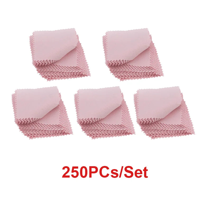 50PCs/pack Jewelry Cleaning Cloth 8cmx8cm Pink Color Jewelry Wiping Cloth  Jewelry Tools Jewelry Making Supplies