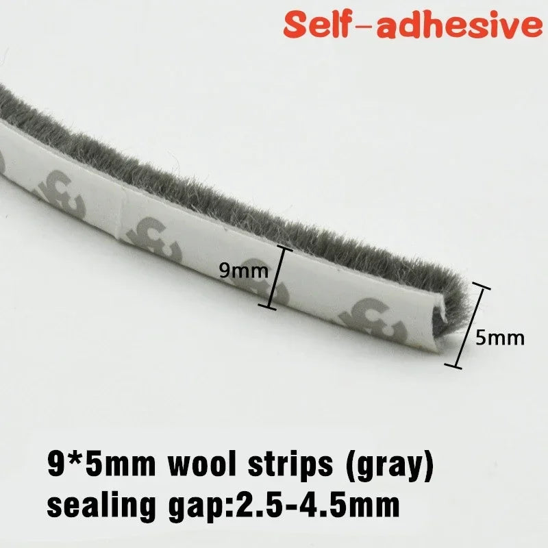 10M Aluminum Sliding Door Window Brush Seal Strip Weatherstrip Draught Excluder Dustproof Card Slot Sealing Tape Door Gasket