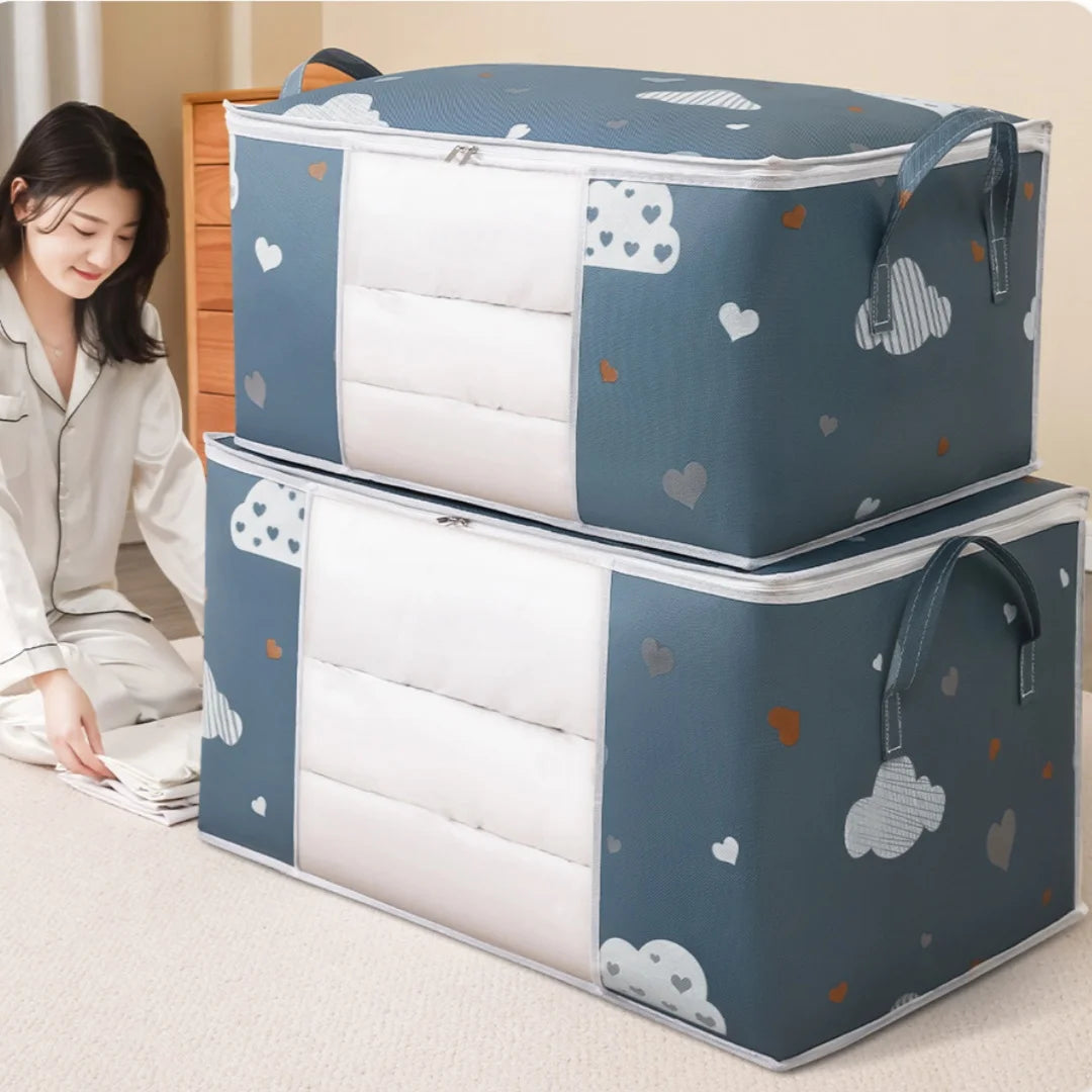 Storage Clothes Bins Closet Bags - Organizing Blanket Pillow Sheet Sweater, Foldable Fabric Bedroom Storage with Lids Zipper