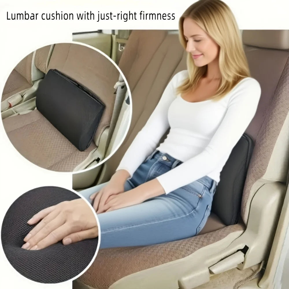 Car storage items with foldable design, combining storage and lumbar support functions