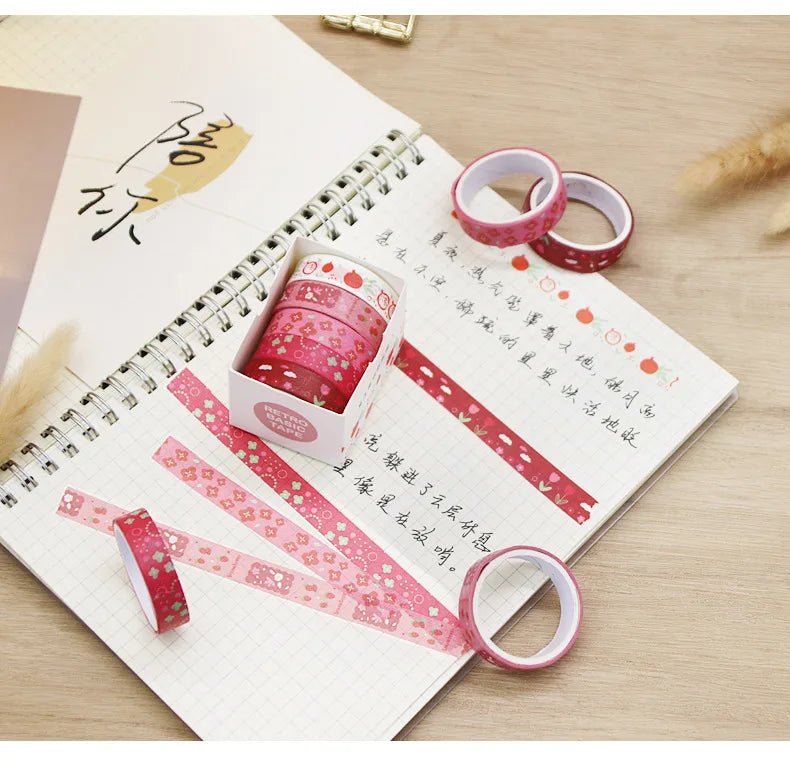 5 PCS Kawaii Washi Tapes Set Scrapbooking Stickers Supplies Japanese Cute korean stationery Journaling Aesthetic Masking tape
